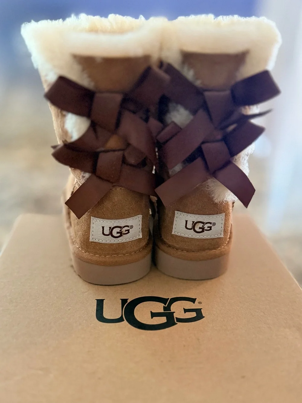 New - In Box - UGG Bailey Bow Boot - Chestnut - Toddler Size 10